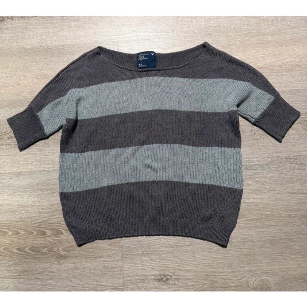 Y2K American Eagle Striped Knitted Top Size M